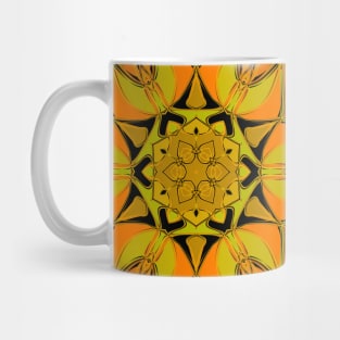 Cartoon Mandala Flower Yellow Orange and Blue Mug